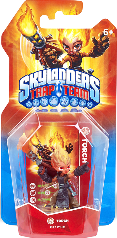 Skylanders Trap Team. Интерактивная фигурка Torch (стихия Fire) Skylanders Trap Team. Интерактивная фигурка Torch (стихия Fire)Еще будучи ребёнком, Torch помогала дедушке ухаживать за драконами, которые охраняли ее деревню. И вот однажды злобный Снежный Дракон наколдовал ужасающий буран и похоронил ее родину в огромной глыбе льда! Выбраться смогла только Torch. Презрев опасность, она вернулась, чтобы спасти друзей и драконов от ледяной напасти.<br>