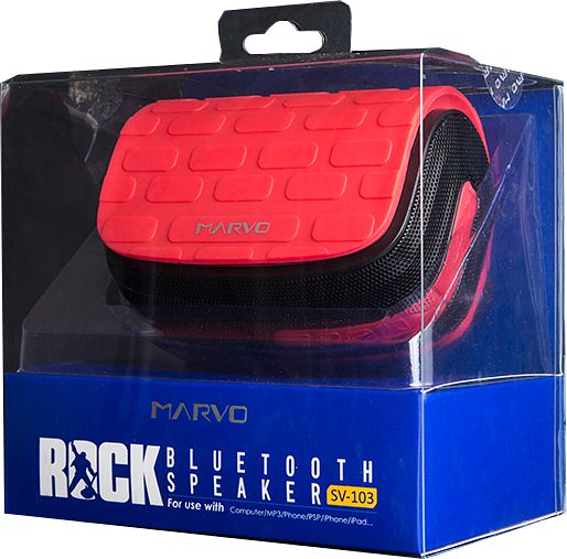 Портативная Bluetooth колонка Marvo SV-103 RD для PC (красная) Портативная Bluetooth колонка Marvo SV-103 RD для PC (красная)MARVO SV-103 RD – это компактная и недорогая Bluetooth колонка, которую легко можно взять с собой в дорогу. Мощность динамика составляет 3 Вт. Данная модель имеет функцию громкой связи при подключении к ней вашего смартфона.<br>