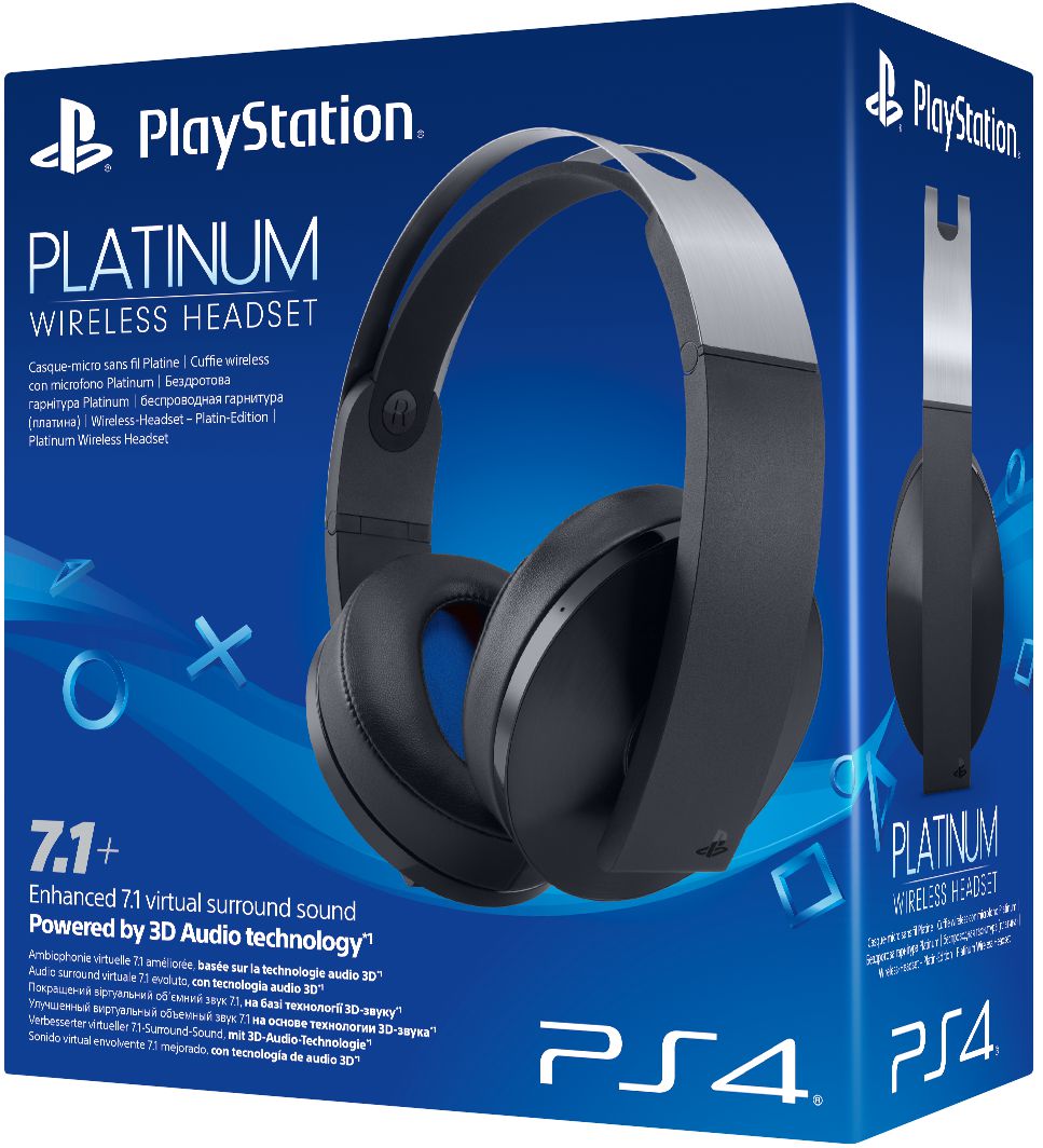 Беспроводная гарнитура Platinum для PS4 (черная) Беспроводная гарнитура Platinum для PS4 (черная)Окажитесь в центре игровых миров и ощутите новые грани звука благодаря платиновой беспроводной гарнитуре Platinum для PS4. Насладитесь улучшенным виртуальным объемным звучанием 7.1 во всех играх для PS4. Благодаря 3D-аудио вы услышите все звуки вокруг в играх, поддерживающих этот режим, а с помощью специальных режимов прослушивания вы сможете окунуться в игру именно так, как задумывали разработчики.<br>