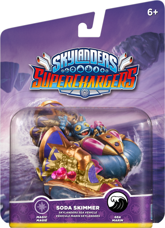Skylanders SuperChargers. Интерактивная фигурка. Машины. Soda Skimmer (стихия Magic) Skylanders SuperChargers. Интерактивная фигурка. Машины. Soda Skimmer (стихия Magic)Soda Skimmer – творение алхимика Pop Fizz, любителя поэкспериментировать. Он соорудил себе машину на сверхпрочной надувной подушке «Воздушный шар» и заправил ее реактивным зельем собственного приготовления. Необычайно скоростная и очень шумная Soda Skimmer – это как раз то, что нужно.<br>
