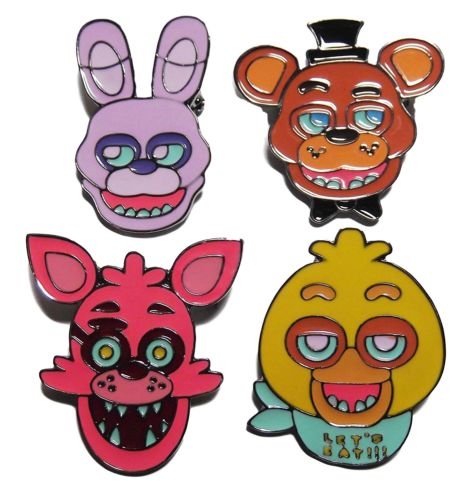 Набор значков Five Nights At Freddys (4 в 1) Набор значков Five Nights At Freddys (4 в 1)Набор значков Five Nights At Freddys создан по мотивам мультиплатформенной игры Пять ночей у Фредди, действие которой происходит в пиццерии «Freddy Fazbear’s Pizza».<br>