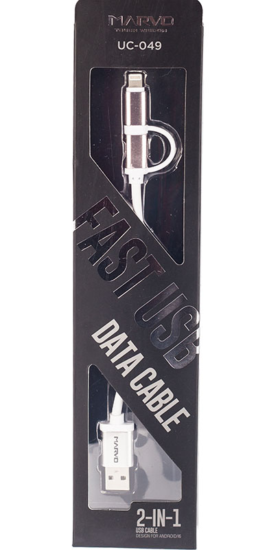 USB кабель Marvo UC-049 для iPhone/iPad/iPod (белый) USB кабель Marvo UC-049 для iPhone/iPad/iPod (белый)Кабель Marvo UC-049 обеспечивает быструю зарядку вашего устройства и осуществляет передачу данных на высокой скорости. Дата-кабель для двух разных устройств сразу. Подходит для разъемов Lightning / microUSB<br>