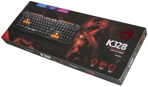 Клавиатура MARVO K328 проводная игровая для PC Клавиатура MARVO K328 проводная игровая для PCMarvo K328 – это игровая мембранная клавиатура, которая позволит вам получить совершенно новые ощущения от игр и работы за компьютером. Каждая ее клавиша рассчитана на миллионы нажатий и имеет покрытие против скольжения. Установка осуществляется автоматически после подключения к USB-порту ПК.
<br>
<br>Marvo K328 имеет все нужные геймеру элементы - оранжевые клавиши WASD и стрелки, удобное расположение клавиш и большой Пробел. На таком продукте вы сможете играть без какого-либо дискомфорта и получать массу положительных эмоций.<br>