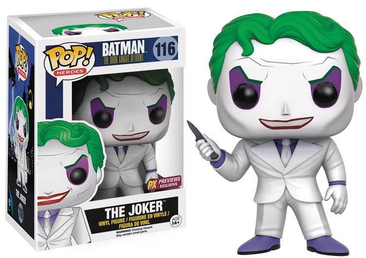 Фигурка Funko Pop Heroes The Dark Knight Returns: Joker Exclusive (9,5 см) Фигурка Funko Pop Heroes The Dark Knight Returns: Joker Exclusive (9,5 см)Фигурка Funko POP Heroes The Dark Knight Returns: Joker Exclusive воплощает собой Джокера из анимационного фильма «Возвращение Темного Рыцаря».<br>