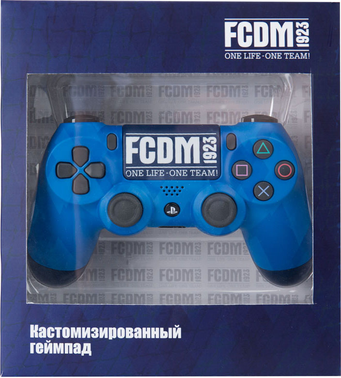 Кастомизированный беспроводной геймпад DualShock 4 для PS4 (Динамо. FCDM 1923) Кастомизированный беспроводной геймпад DualShock 4 для PS4 (Динамо. FCDM 1923)Кастомизированный вариант игрового беспроводного контроллера для консоли SONY PlayStation4 коллекции ФК Динамо. В геймпаде продуманы все способы и средства, которые отвечают за контроль над игровым процессом, игра становится интересней, азартней и реальней!<br>