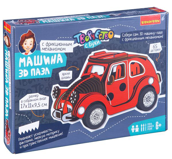 Конструктор Творчество с Буки: Машина 3D пазл Красный автомобиль (65 деталей)
Конструктор Творчество с Буки: Машина 3D пазл Красный автомобиль (65 деталей)