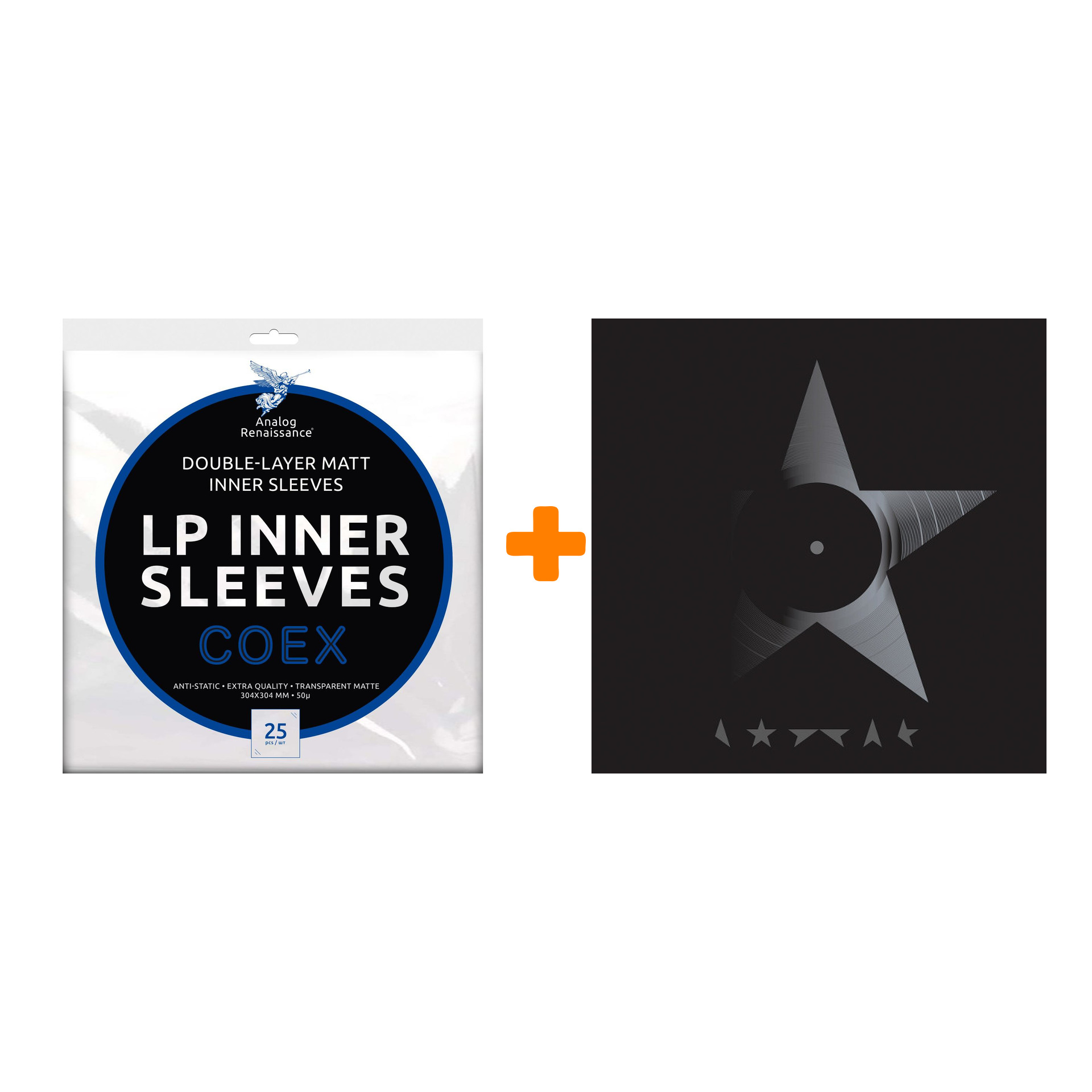 BOWIE DAVID Blackstar LP + Конверты внутренние COEX для грампластинок 12" 25шт Набор
BOWIE DAVID Blackstar LP + Конверты внутренние COEX для грампластинок 12" 25шт Набор