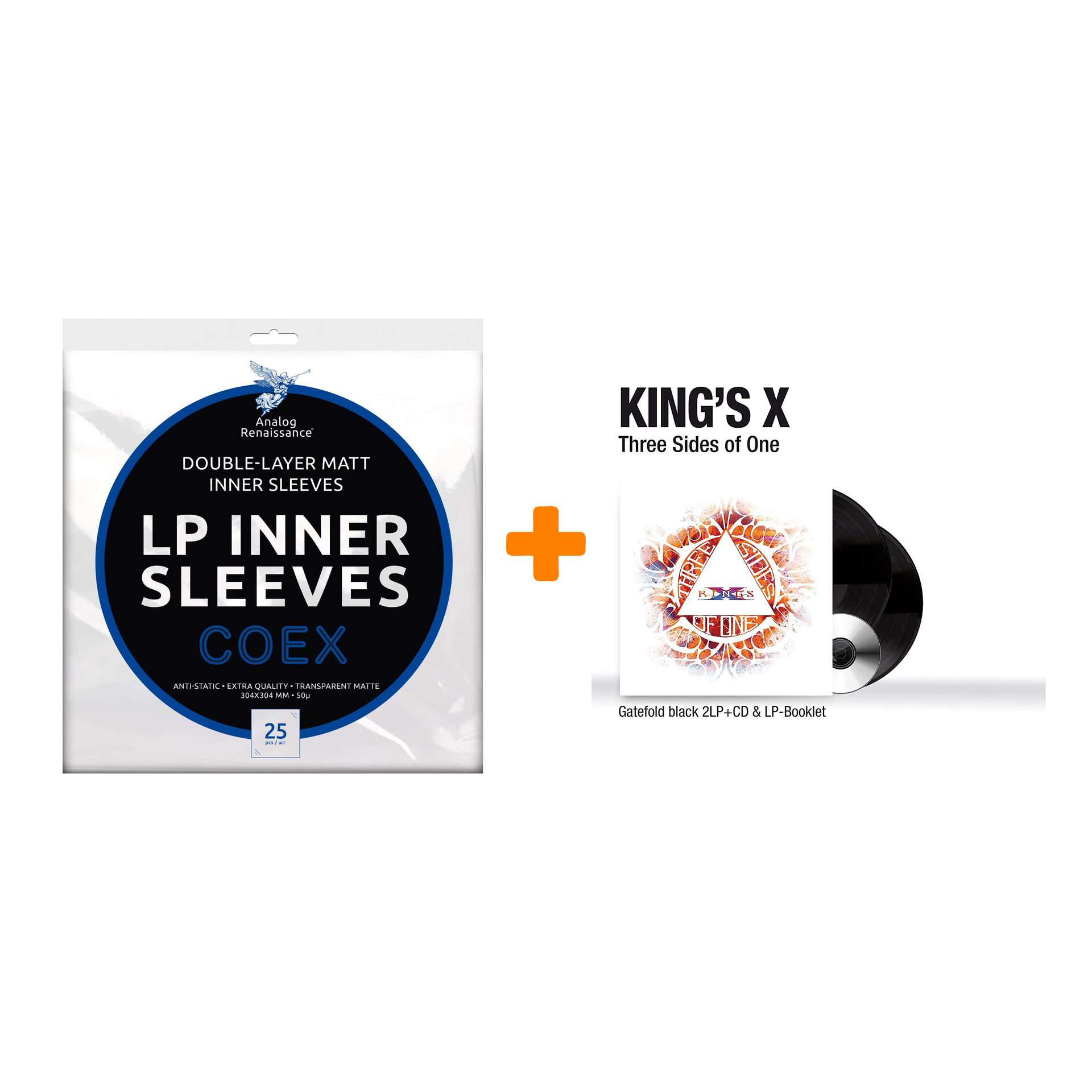 KING`S X Three Sides Of One 2LP+CD + Конверты внутренние COEX для грампластинок 12" 25шт Набор
KING`S X Three Sides Of One 2LP+CD + Конверты внутренние COEX для грампластинок 12" 25шт Набор