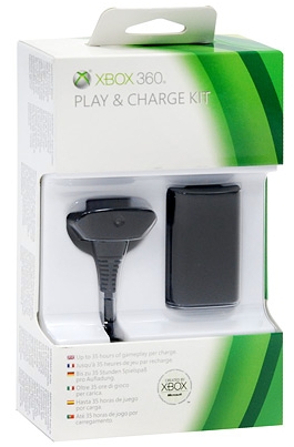 Зарядный комплект для черного геймпада Play & Charge Kit Xbox 360