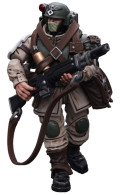  Warhammer 40 000:  Astra Militarum  Cadian Command Squad Veteran with Medi-pack 1:18 (10,7 )
