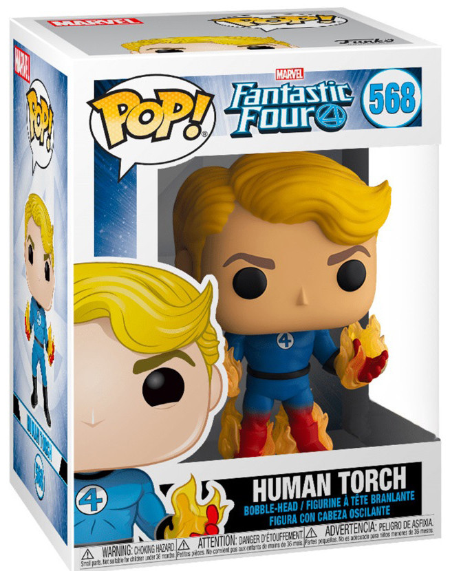  Funko POP: Fantastic Four  Human Torch Suited With Flames Bobble-Head (9,5 )