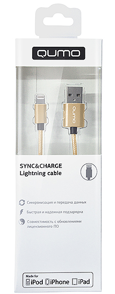 

Кабель Qumo MFI c разъемом Apple 8 pin для iPod / iPhone / iPad (золотой)