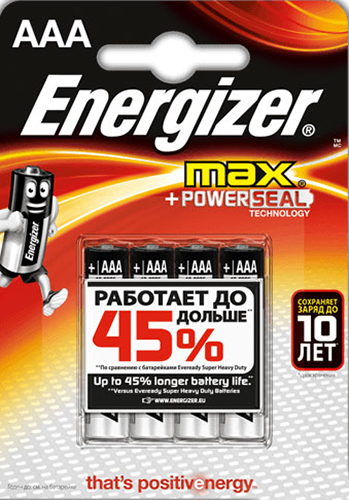 Элемент питания Energizer Max LR03/E92 AAA FSB (4 шт.)