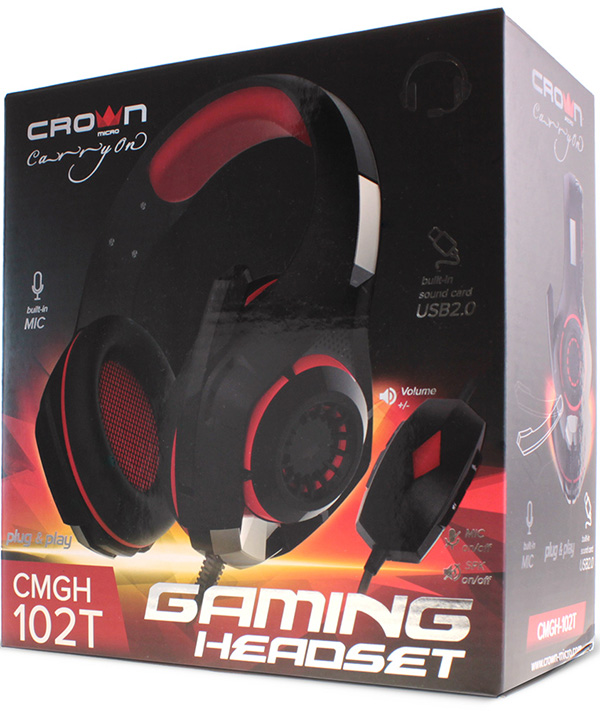 

Гарнитура Crown CMGH-102T проводная игровая для PC (черный / красный)
