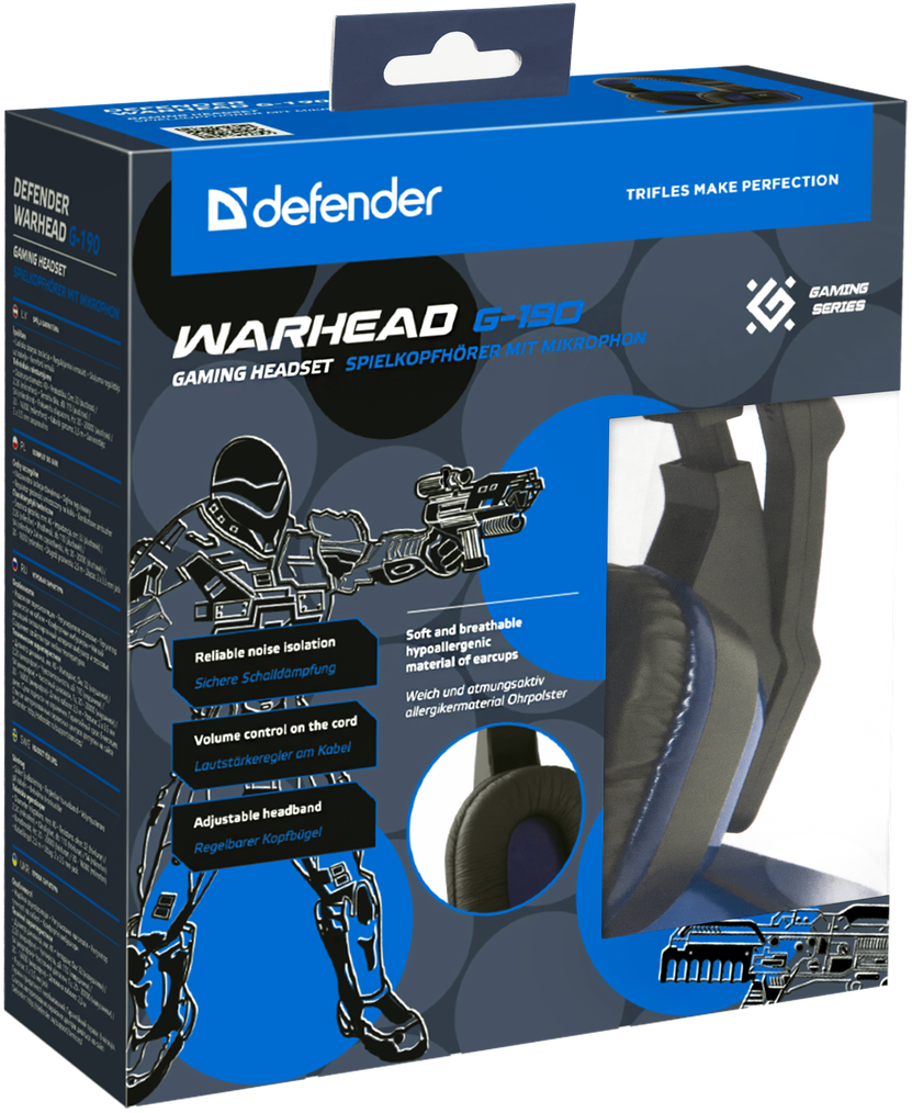

Гарнитура Defender Warhead G-190 игровая проводная для PC (сине-черный)