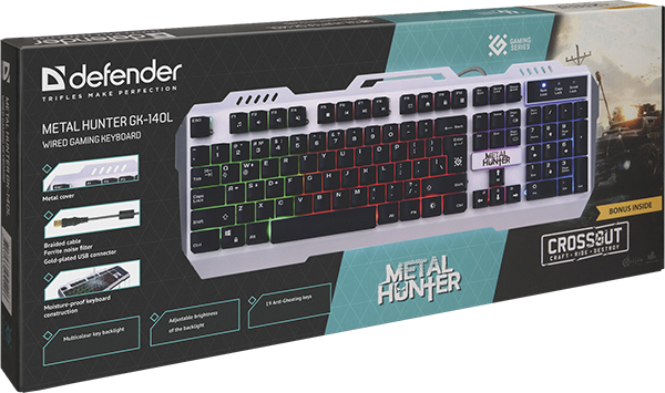 

Клавиатура Defender Metal Hunter игровая мембранная с подсветкой для PC