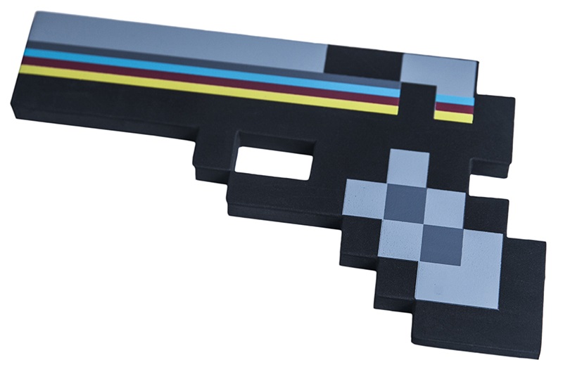 Пиксельный черный пистолет 8 Бит (22 см)