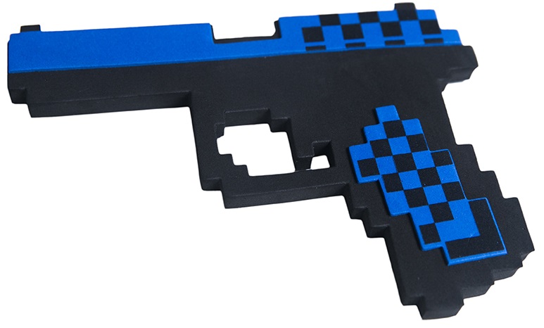 Пиксельный синий пистолет Глюк 17 8 Бит (22 см)