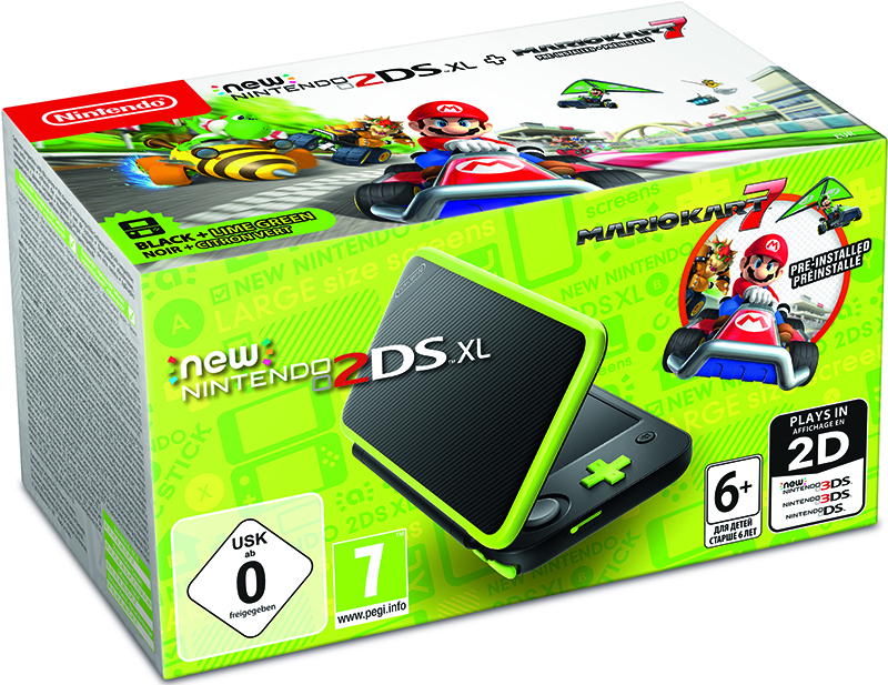 

Игровая консоль New Nintendo 2DS XL (черный / лаймовый) + игра Mario Kart 7