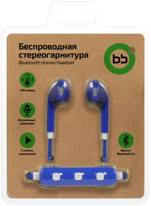 Беспроводная гарнитура BB 003-001 Bluetooth 4.2 (синий) от 1С Интерес
