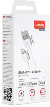 

Кабель Nobby Comfort 001-001 USB-8pin Lightning 1.2м (белый)