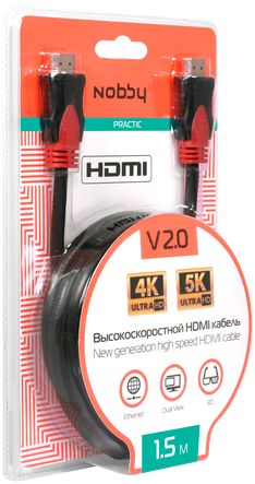 Кабель Nobby NBP-HC-15-01 HDMI-HDMI v2.0 1,5м (чёрный) аксессуары для20игровых приставок