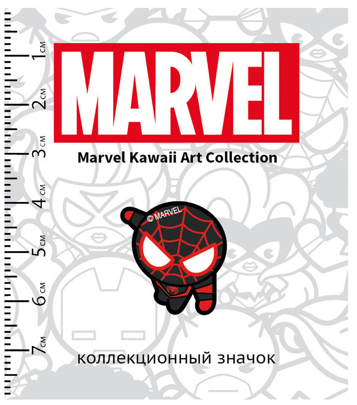 Значок деревянный Marvel Kawaii: Человек-Паук Чёрный 1