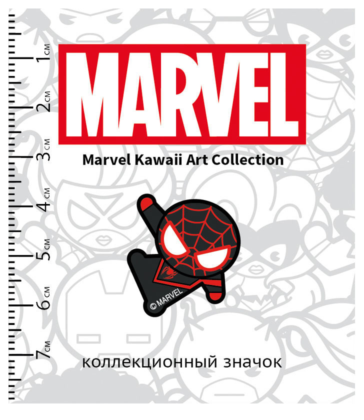 Значок деревянный Marvel Kawaii: Человек-Паук Чёрный 2