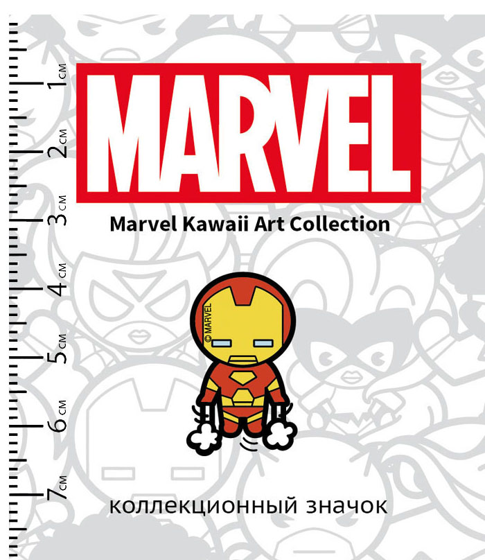 Значок деревянный Marvel Kawaii Железный Человек 2