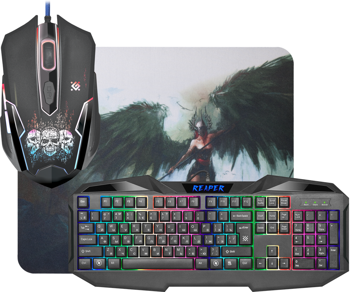 

Игровой комплект Defender Reaper MKP-018 RU: клавиатура + мышь + коврик для PC