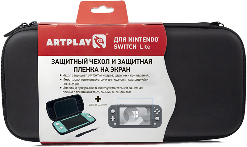 Чехол и защитная плёнка Artplays для Nintendo Switch Lite (черный) (NSL-B03) от 1С Интерес