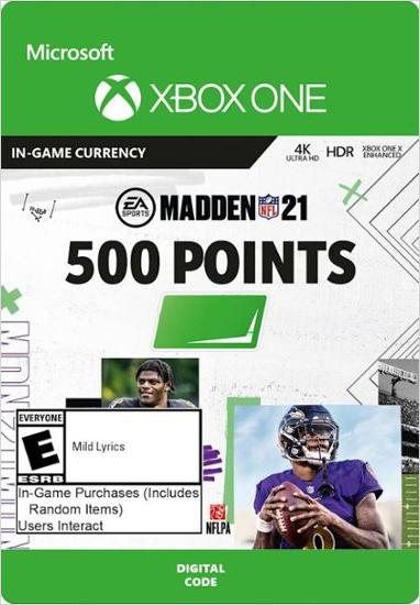 

Madden NFL 21. 500 Madden Points [Xbox One, Цифровая версия] (Цифровая версия)