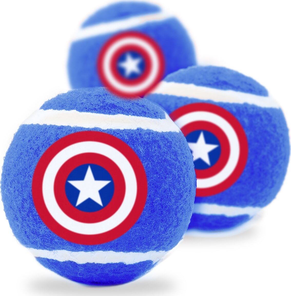 Мячик теннисный для животных Captain America / Капитан Америка Синий (3 шт.) от 1С Интерес