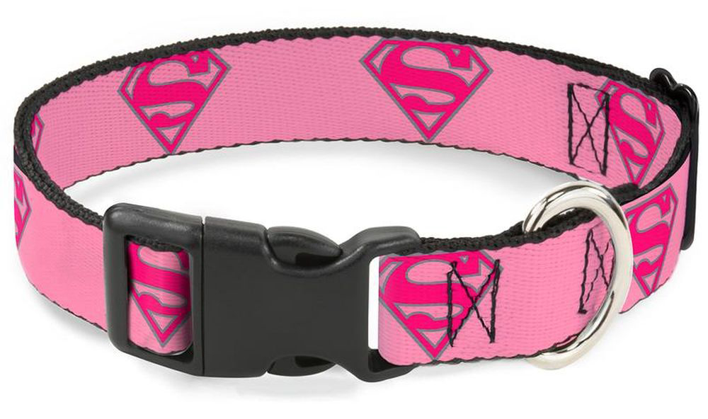 Ошейник Superman / Супермен Розовый. С пластиковой застёжкой (38-66 см) от 1С Интерес
