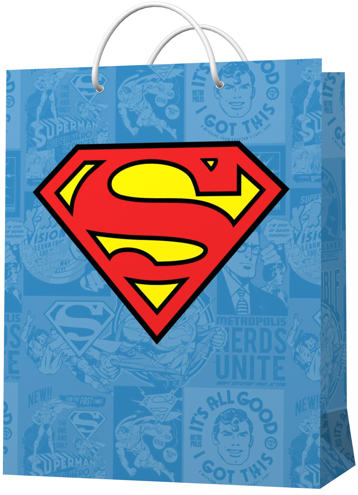 Пакет подарочный Superman Логотип (большой) (голубой )