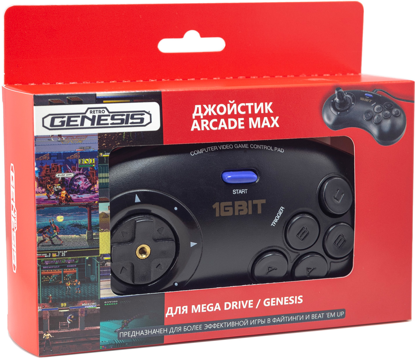 

Джойстик 16 Bit Arcade Max проводной для Retro Genesis