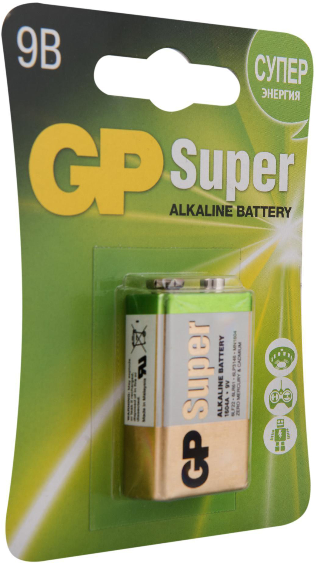 Алкалиновая батарейка GP Super Alkaline 9V Крона (Блистер, 1 шт) от 1С Интерес