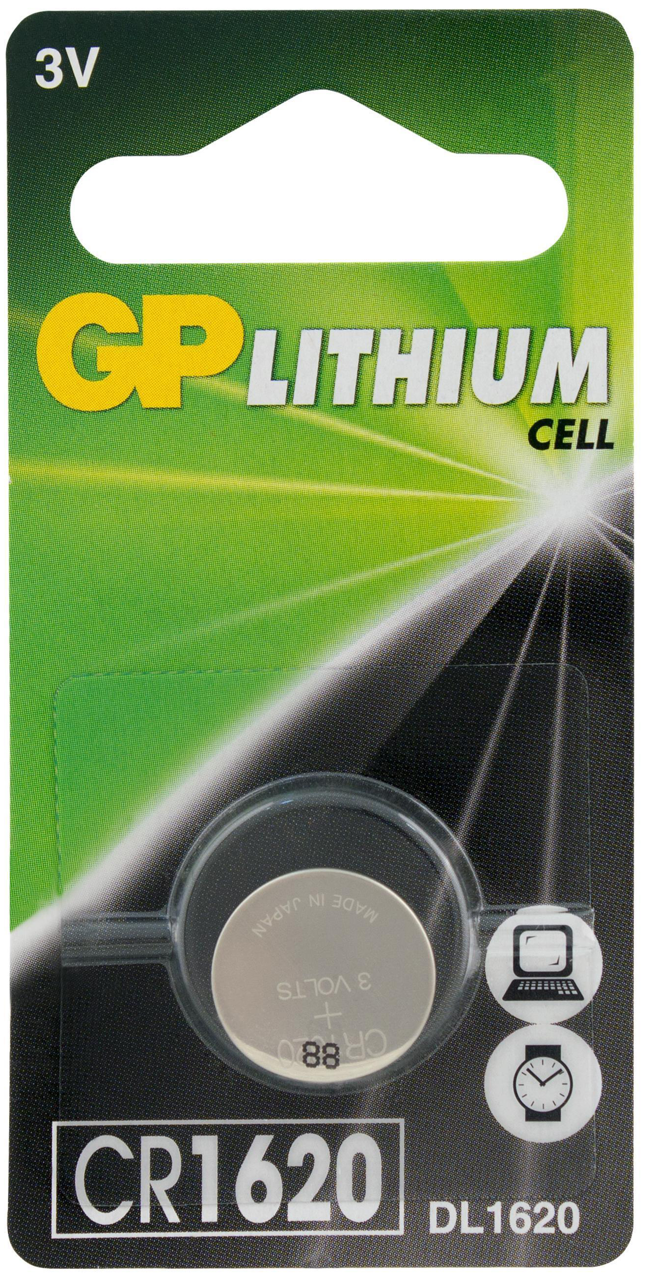 

Литиевая дисковая батарейка GP Lithium CR1620 (Блистер, 1 шт)