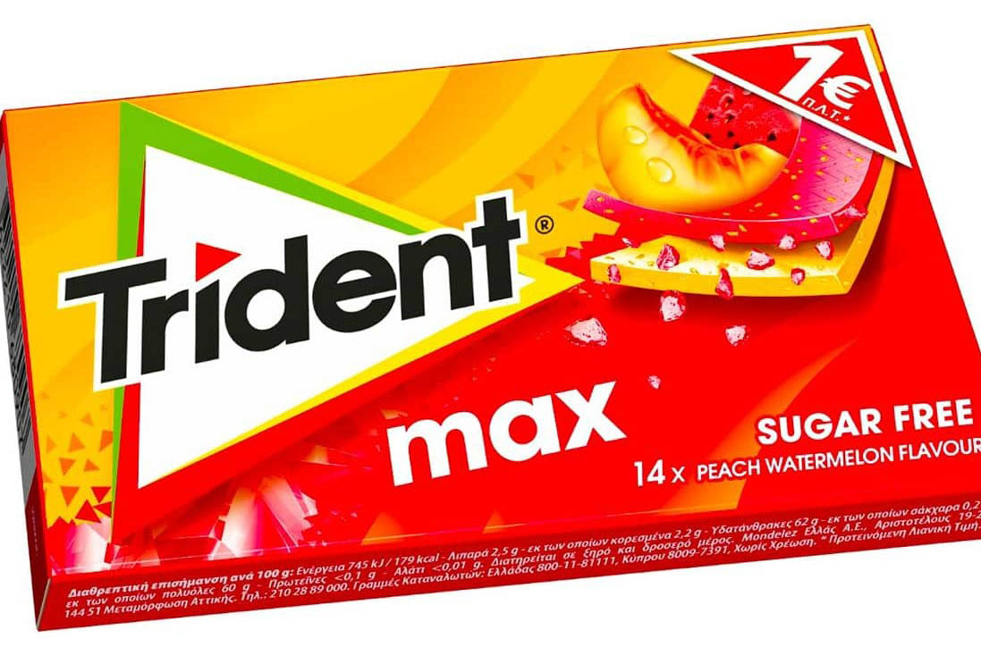 Жевательная резинка Trident Max Вкус персик и арбуз