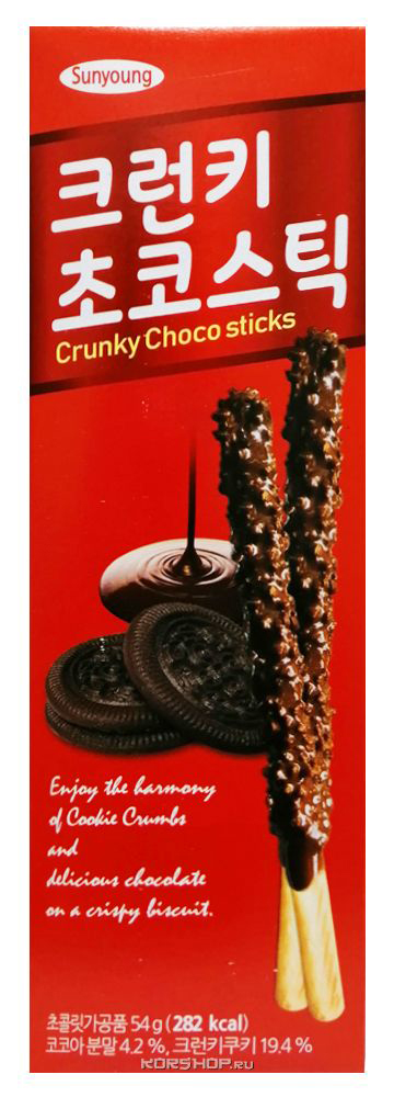 цена Печенье-палочки Crunky Choco Stick шоколадные с крошеным печеньем (54г)