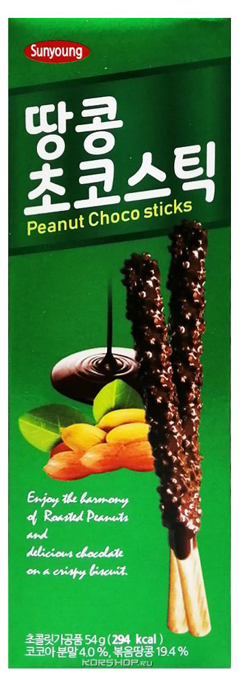 Печенье-палочки Peanut Choco Stick шоколадные с арахисом (54г)