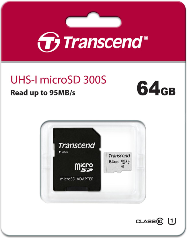 

Карта памяти Transcend microSDXC 64GB Class 10 UHS-I U1 R95 (с адаптером SD)