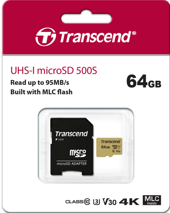 Карта памяти Transcend microSDXC 64GB Class 10 UHS-I U3 (V30) (с адаптером SD) от 1С Интерес
