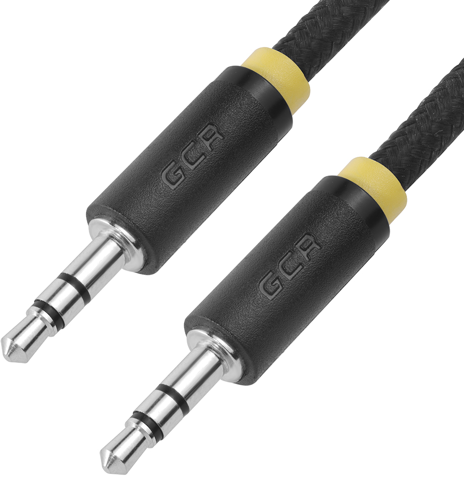Аудио-кабель Greenconnect AUX jack 3,5 mm 1 м (черный нейлон, желтая окантовка) (GCR-AVC8114-1) от 1С Интерес