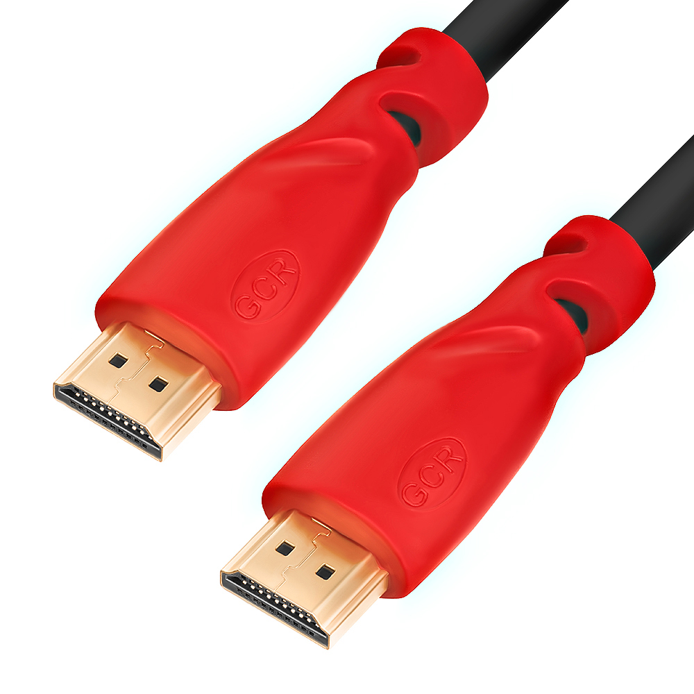 Кабель Greenconnect HDMI 2.0, 0,5 м, HDR 4:2:2, Ultra HD, 4K 60 fps (черный, красные коннекторы) (GСR-HM3012-0,5m) greenconnect разветвитель hdmi v2 0 черный