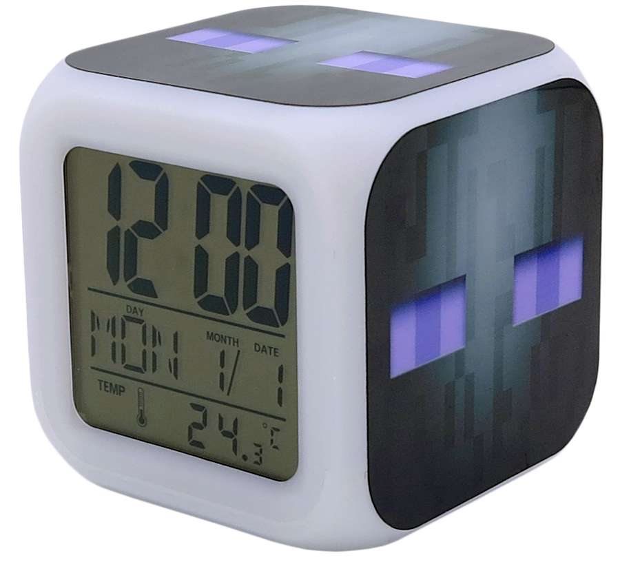 Часы-будильник Minecraft: Эндерман (пиксельные с подсветкой) от 1С Интерес
