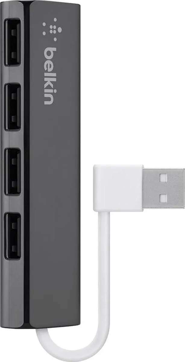 Разветвитель Belkin 4-х портовый, USB 2.0 для путешествий (серый) (F4U042bt)
