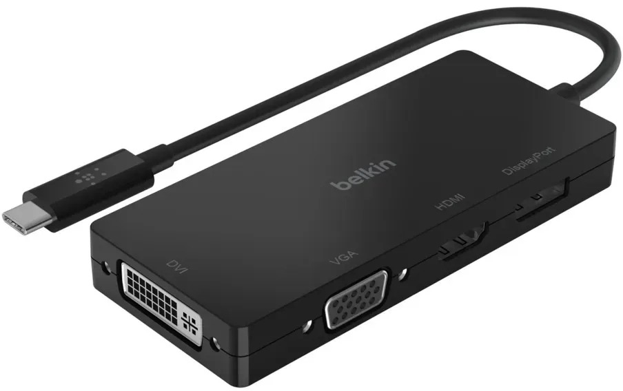 

Адаптер Belkin USB-C на HDMI, VGA, DVI, DisplayPort (черный) (AVC003btBK)