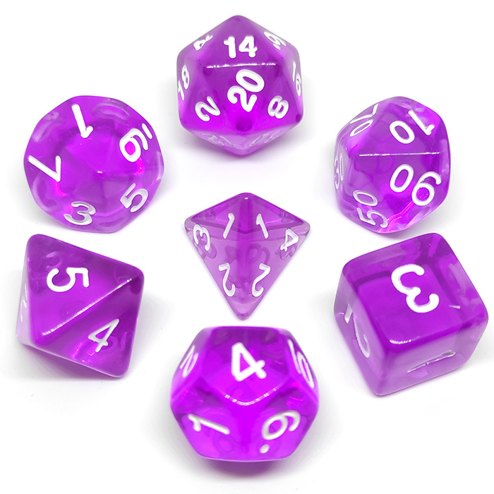 

Набор кубиков Прозрачный для RPG (фиолетово-белый) (7 шт.)