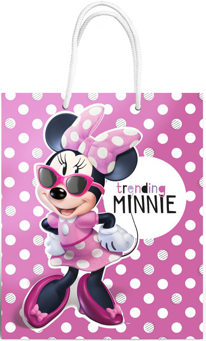 Пакет Minnie Mouse Best Friends Forever подарочный большой (белый горох на розовом) цена и фото